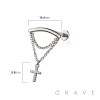 MULTI CZ CROSS DANGLE CHAIN TOP 316L SURGICAL STEEL THREADLESS (PUSH IN ) LABRET SET